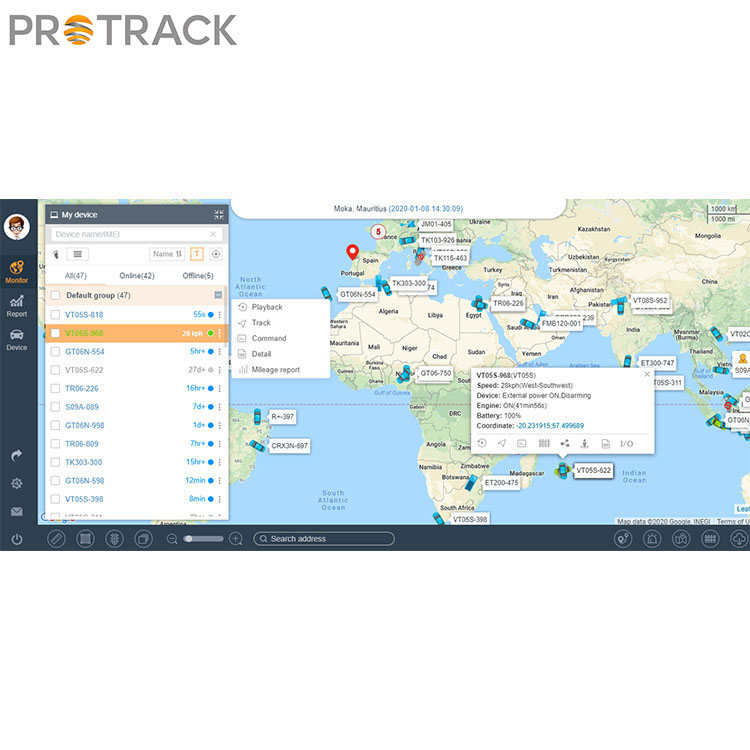 Demonstrationen af ​​tomgang på Protrack-platformen